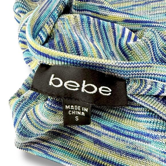 Vintage Bebe Space Dye Rayon Knit Cami Tank Top Blue Green Y2K Stretch Size S - Picture 5 of 8